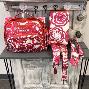 Ju Ju Be Diaper Bag. Pink orange and cream